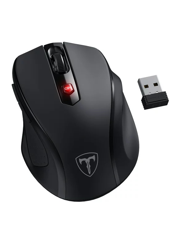 VicTsing 2.4GHz Wireless Mouse, Travel-Friendly Computer Mouse W/800-2400 DPI, Auto-sleep Mode, USB Receiver, Optical Gaming Mouse Compatible for Laptop PC Work - Black