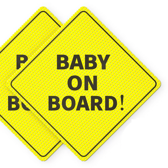Assured Signs Baby on Board Car Sticker Signs | 2 Pack | 5 x 5" | Yellow | Weather Resistant