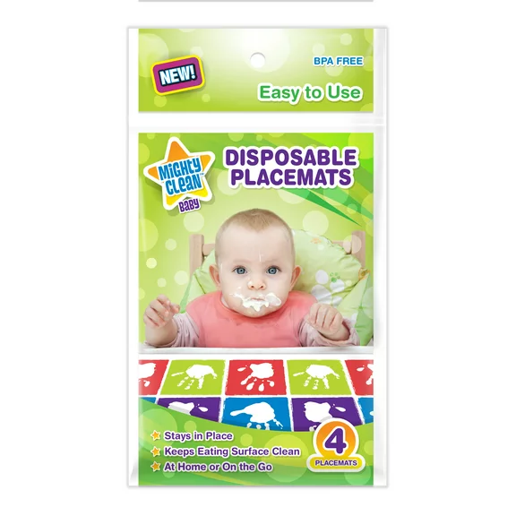 Mighty Clean Baby Multi Colored Disposable Table Placemats - 60 Pieces (15 Packages)