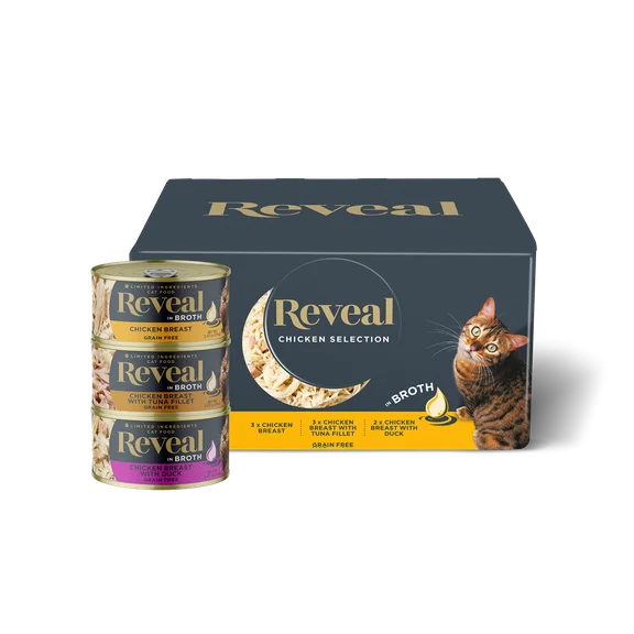 Reveal Natural Wet Cat Food, Chicken in Broth Variety Pack, 8 x 2.47oz Cans