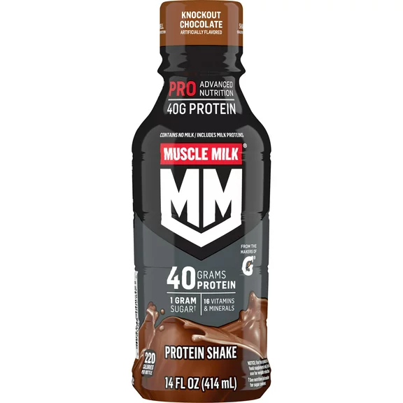 Muscle Milk Pro Advanced Nutrition Knockout Chocolate Protein Shake, 14 fl oz, 1 Count Bottle