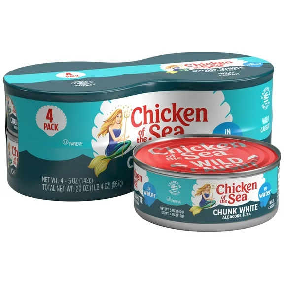 Chicken of the Sea Chunk White Albacore Tuna in Water, 5 oz, 4 Cans