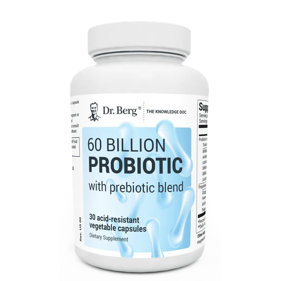 Dr. Berg 60 Billion Probiotic Capsules with Prebiotic Blend - 30 Count