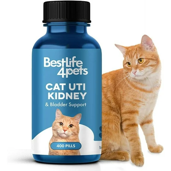 BestLife4Pets, Cat UTI, Kidney & Bladder Support - All Natural Medicine to Stop Frequent Urination - Cats Renal Health and Bladder Control - Easy to Use Natural Pills