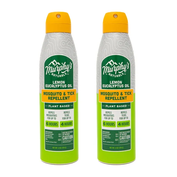 Murphy's Naturals Lemon Eucalyptus Oil Insect Repellent Mist | Plant Based, All Natural Ingredients | Mosquito and Tick Repellent for Skin   Gear | 6 Ounce Continuous Spray | 2 Pack