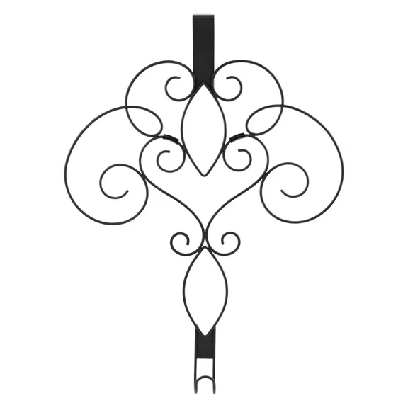 Haute Decor 18-Inch Scrollwork Wreath Hanger- Black Style: Full Scroll Design