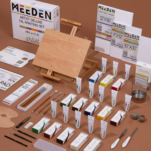 MEEDEN Artist Oil Painting Set with Sketch Box Easel, Art Painting Supplies, Oil Painting Kit for Adults, Artists, Beginners