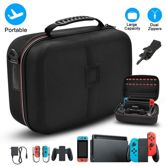 Travel with iMounTEK Carrying Storage Case for Nintendo Switch, Protective Hard Shell, Extra Storage for Accessories, and Shoulder Strap for Easy Transport