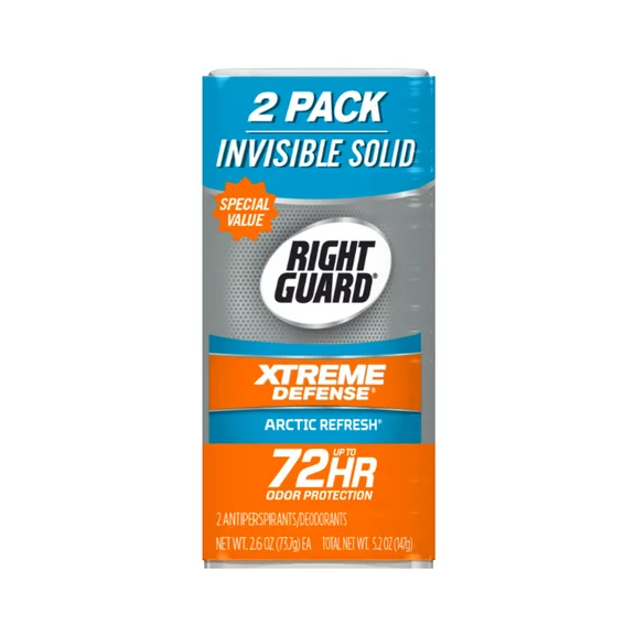 Right Guard Xtreme Defense Antiperspirant & Deodorant Invisible Solid, Arctic Refresh, 2.6 oz. (2 count)