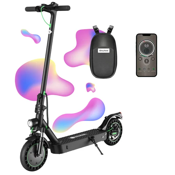 isinwheel S9MAX Electric Scooter, 500W Adult Scooter, 25 Miles Range ,Top Speed 21MPH, 10-inch Honeycomb Tires Smart Escooter with Bluetooth and App
