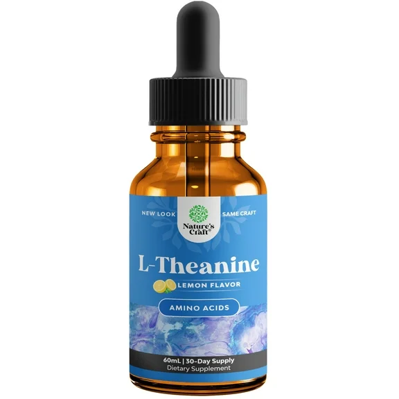 High Absorption L-Theanine Liquid Drops - Nootropic Focus Supplement with L-Theanine 200mg per serving and Chamomile Extract - L Theanine Supplement for Adults and Kids Relaxation and Focus Vegan 60mL
