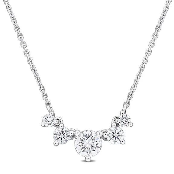 Created Forever Women's 5/8 CT Lab Created Diamond 14K White Gold 5-Stone Necklace (G-H, VS1-VS2)