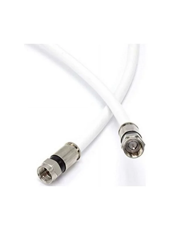 25' feet white rg6 solid copper coax, coaxial cable with two male f-pin male connectors