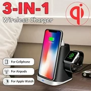 3 in 1 Fast Wireless Charger Stand QI Wireless Charging Dock Station for Apple Watch Series 4/3/2, iPhone 11 Pro Xs/XS MAX/XR/X/8/8 Plus, AirPods