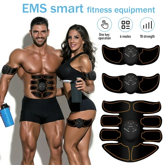 DFITO Abs Stimulator, Electric Muscle Toner for Men Women Abdominal Work Out, Wireless Portable to-Go Gym Device, Fitness Equipment, Black