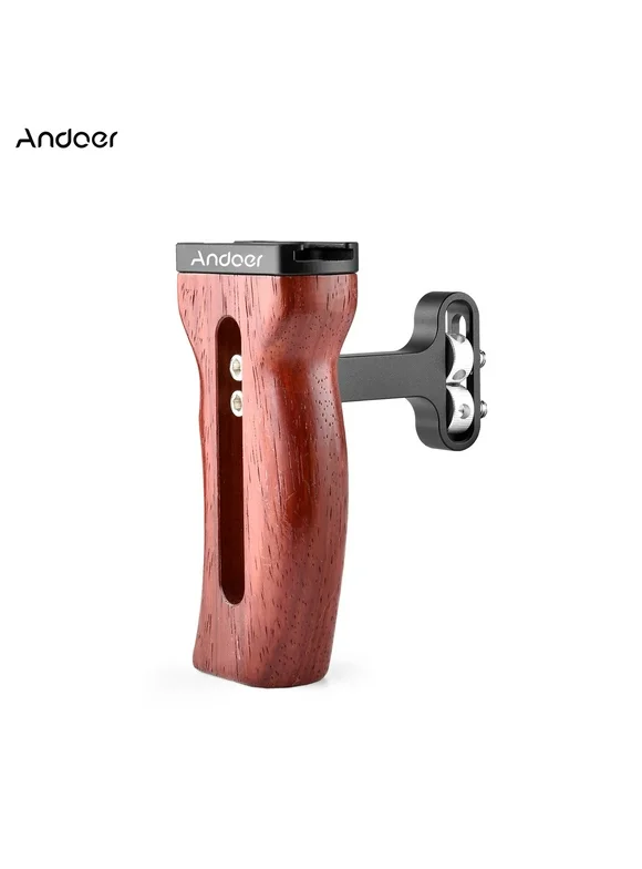 Andoer Handle,Universal Camera Wooden 3/8 Inch Screw Inch Screw Video Mount 1/4 Inch Camera Wooden Handle Inch 3/8 Inch Handle Side Hand 1/4 Inch 3/8 Inch Side Hand Cold Hand Cold Mount