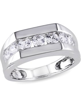 1-1/5 Carat T.G.W. Created White Sapphire Sterling Silver Men's Ring