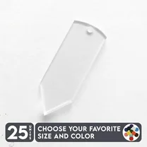 25 Units Acrylic Keychains Pencil 1/8" Thick – Clear or Solid Color – (Size 2.5") Made in USA