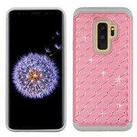 For Samsung Galaxy S9 Plus FullStar Rugged Bling Phone Protector Cover Case (Pearl Pink/Gray)