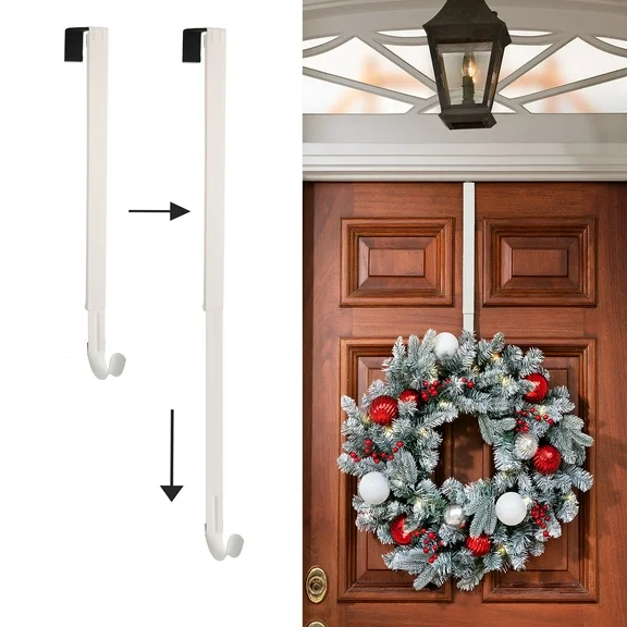 Haute Decor Adapt Adjustable Length Wreath Hanger -White- Holds up to 20 lbs.