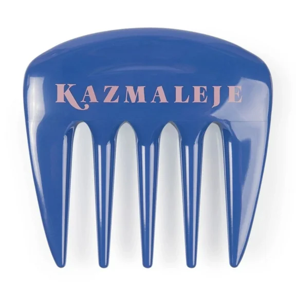 KAZMALEJE Kurls Plus Wide Tooth Pick Hair Comb, Cobalt