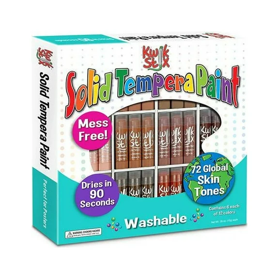 The Pencil Grip Kwik Stix Solid Paint Pens, Tempera Paint Pens, Super Quick Drying, Global Skin Tones Classpack 72 Pack (TPG-674), Assorted Skin Tones Colors, Regular