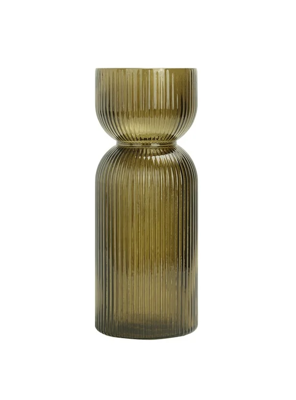 Better Homes & Garden Green Translucent Ribbed Glass Tabletop Vase