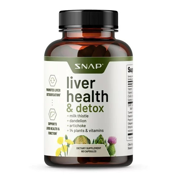 Liver Health Support Snap Supplements, Liver Cleanse Detox and Repair Formula, 60 Capsules