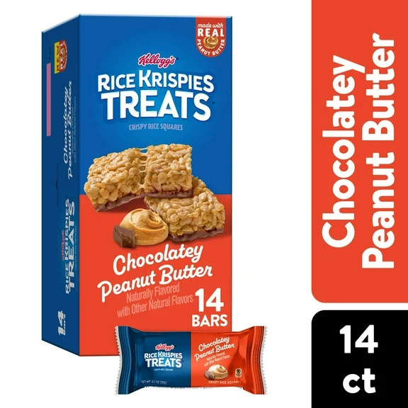 Rice Krispies Treats Chocolatey Peanut Butter Chewy Crispy Rice Squares, Ready-to-Eat, 9.8 oz, 14 Count