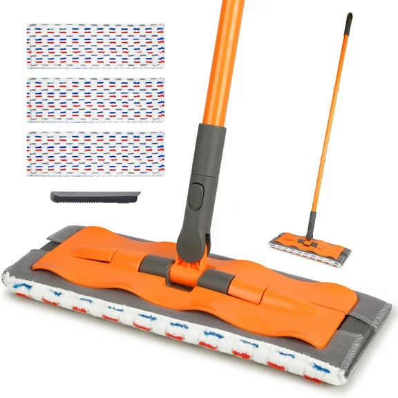 SUGARDAY Mops for Hardwood Floors Cleaning Wet Dry Flat Mop with 3 Mop Pads