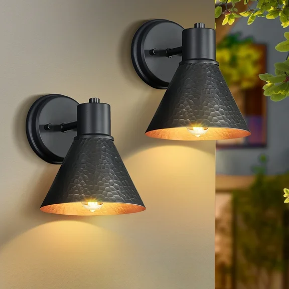NATYSWAN Outdoor Lights Fixture Wall Sconce - 2-Pack Porch Lights Outdoor Wall Lantern Decor for Exterior House Garage Patio Lights (Black)