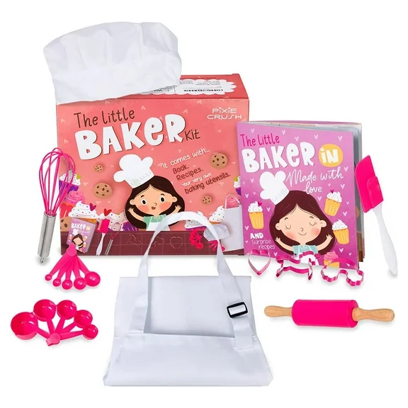 Pixie Crush The Little Baker Kit Mini Baking Set for Kids - DIY Cooking Kit Includes Chef