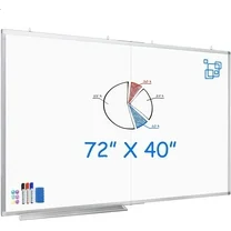 Maxtek Large Magnetic Whiteboard, maxtek 72 x 40 Magnetic Dry Erase Board Foldable with Pen Tray 1 Eraser and 6 Magnets| Wall-Mounted Aluminum Memo White Board for Office Home and School
