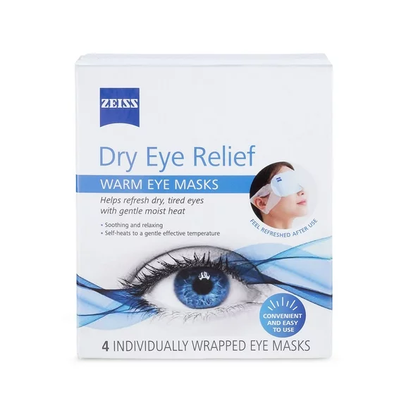 ZEISS Dry Eye Relief Warm Compress Heated Eye Masks, 4 Pack