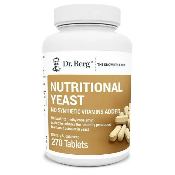Dr. Berg Nutritional Yeast With Added B12 Vitamin, 270 Vegan Tablets