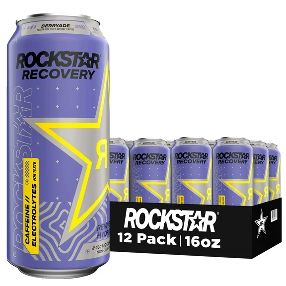 Rockstar Recovery Berryade Energy Drink, 16 oz 12 Pack Cans