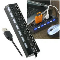 Insten 7-Port USB Hub with ON / OFF Switch Adapter LED Light