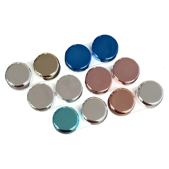 Screw Top Contact Lens Cases, Assorted Shiny Metallic Colors, 6/pack