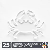 25 Units Acrylic Keychains Crab 1/8" Thick – Clear or Solid Color – (Size 2.5") Made in USA