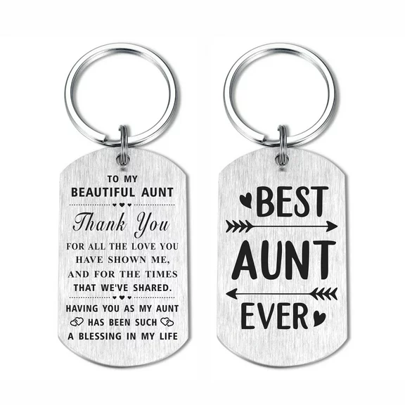 DEGASKEN Best Aunt Gift for Mothers Day, Inspirational Gifts for Auntie Birthday, Metal Engraved Keychain