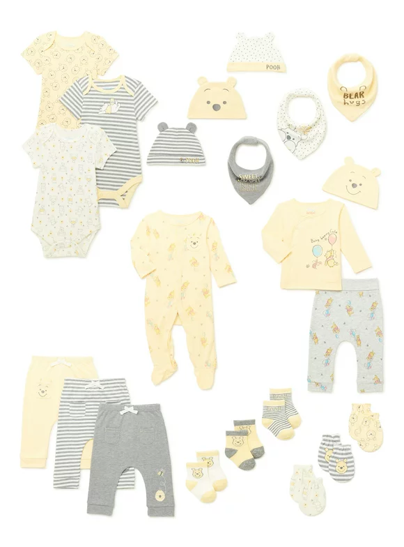 Disney Baby Wishes + Dreams Baby Boy, Baby Girl, & Unisex Winnie The Pooh Baby Shower Gift Set, 20-Piece, Newborn-3/6 Months