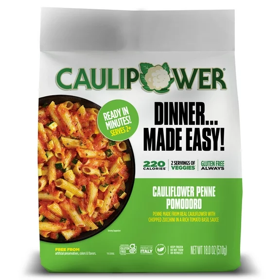 Caulipower Cauliflower Gluten-Free Penne with Thick Pomodoro, Frozen Meal, 18 oz