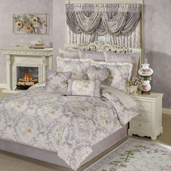 Romantica Collection - Comforter Set - Wisteria - Oversized - Queen, King, Cal King - Luxury Bedding Sets - Polyester - Romantic Floral Aesthetic - Printed Rose Comforter Set Queen
