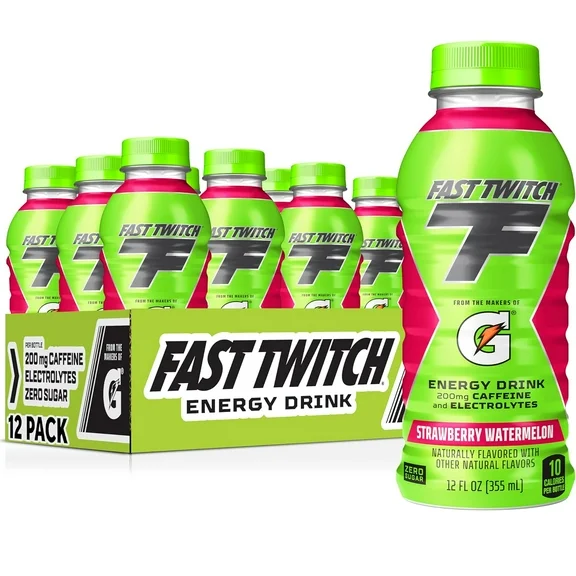 Fast Twitch by Gatorade Energy Drink, Strawberry Watermelon, 12 oz, 12 Count Bottles