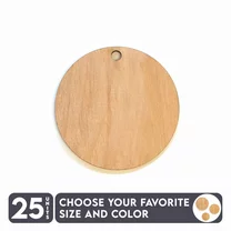 25 Units Wood Circle With Hole 1/8" Thick – Wood Color – (Size 2") Made in USA