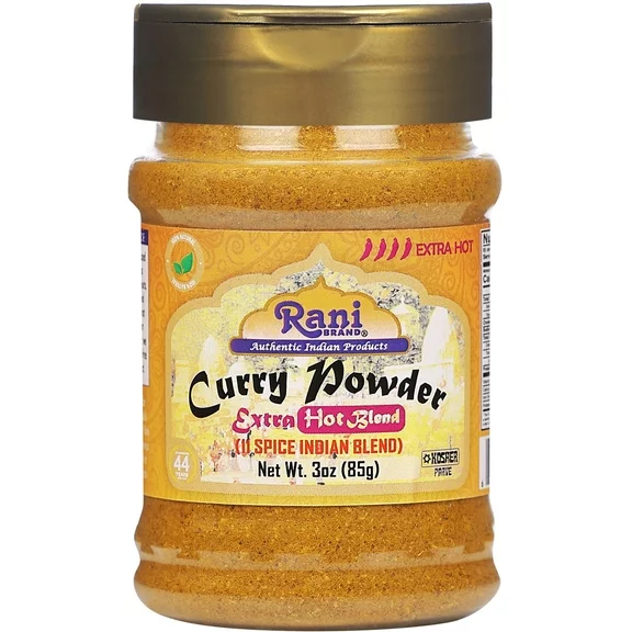 Rani Curry Powder EXTRA HOT (11-Spice Authentic Indian Blend) 3oz (85g) PET Jar ~ All Natural | Salt-Free | Vegan | No Colors | Gluten Friendly | NON-GMO | Kosher | Indian Origin