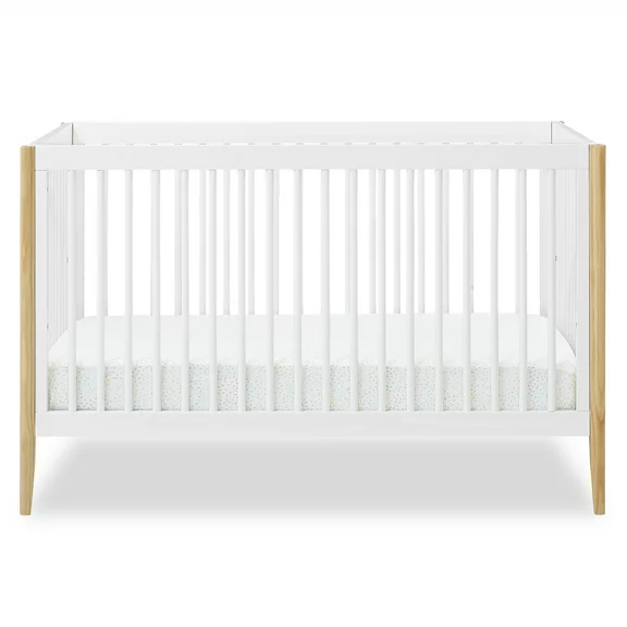 Delta Children Casey 6-in-1 Convertible Baby Crib, Bianca White/Natural