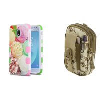 TUFF Hybrid Protective Phone Cover Case (Ice Cream Scoops) with Desert Camo Tactical EDC MOLLE Waist Bag Holder Pouch and Atom Cloth for Samsung Galaxy Amp Prime 3 (Cricket)