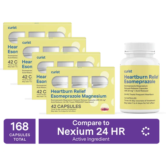 Curist Esomeprazole Magnesium 20 mg 168 Ct Capsules (4x42) | Nexium Generic Heartburn Medicine