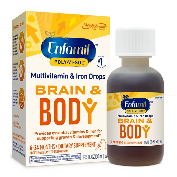 Enfamil Poly-Vi-Sol Liquid Multivitamin Supplement and Iron for Infants and Toddlers 50 mL dropper bottle